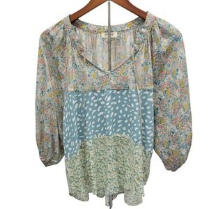 Umgee Mixed Colorblock Tunic Blouce Women's Sz Small‎ B221